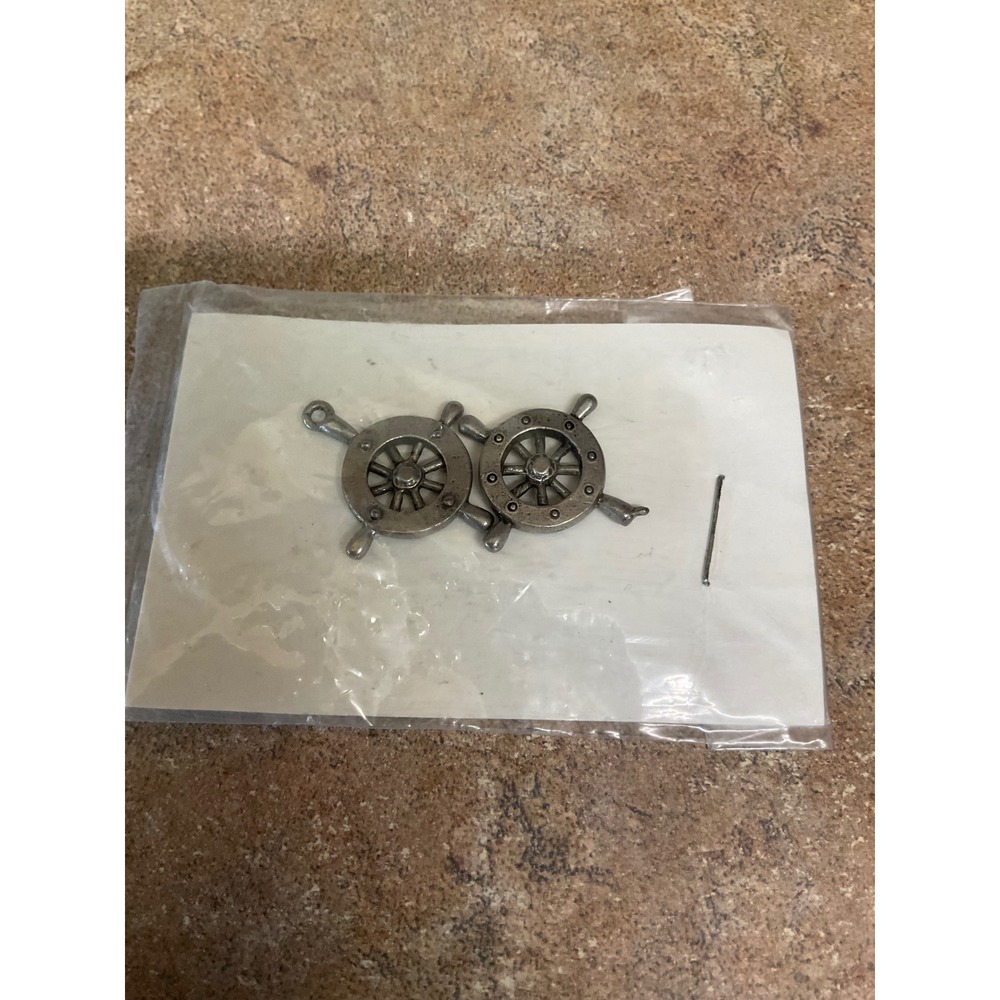 Bohemian Crystal Nautical Ship Wheel Charms Silver Tone Metal Jewelry Making 2pc